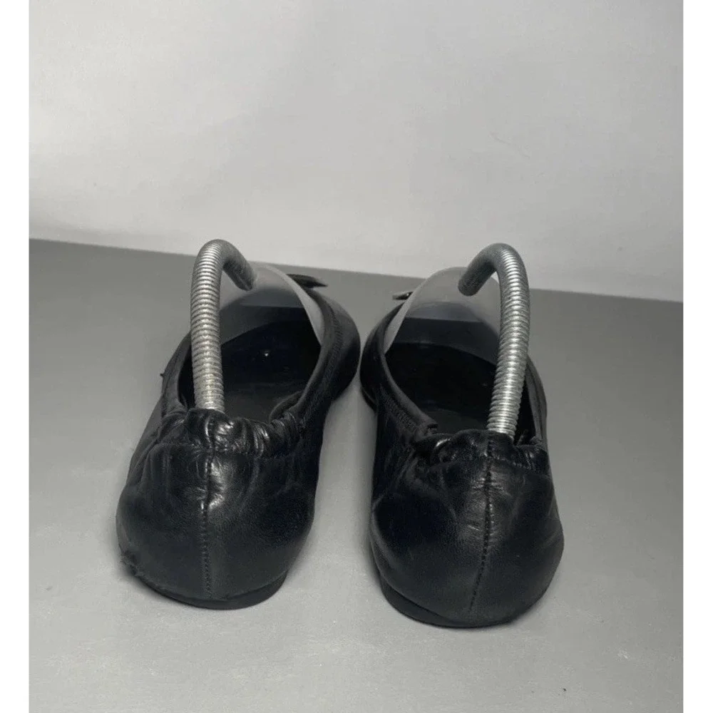 Tory Burch Minnie Black Leather Ballet Flats Size 8M